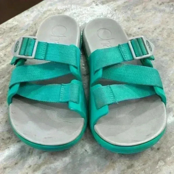 Chaco women’s chillos slide adjustable strap sandals teal & gray size 7 - Picture 2 of 12